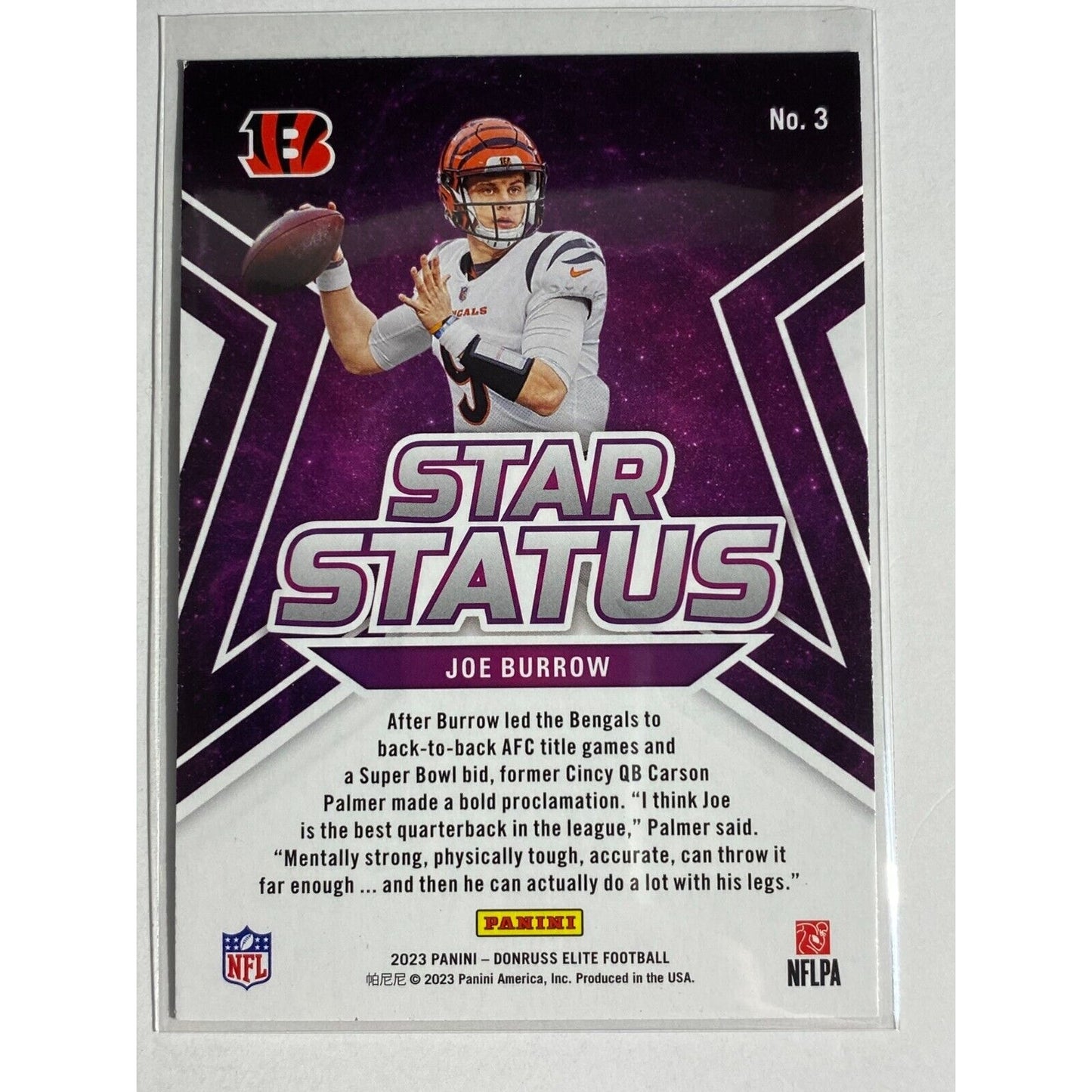 Joe Burrow Star Status Cracked Ice 2023 Panini Donruss Elite Cincinnati Bengals