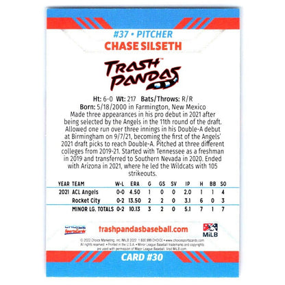 2022 Choice Rocket City Trash Pandas #30 Chase Silseth