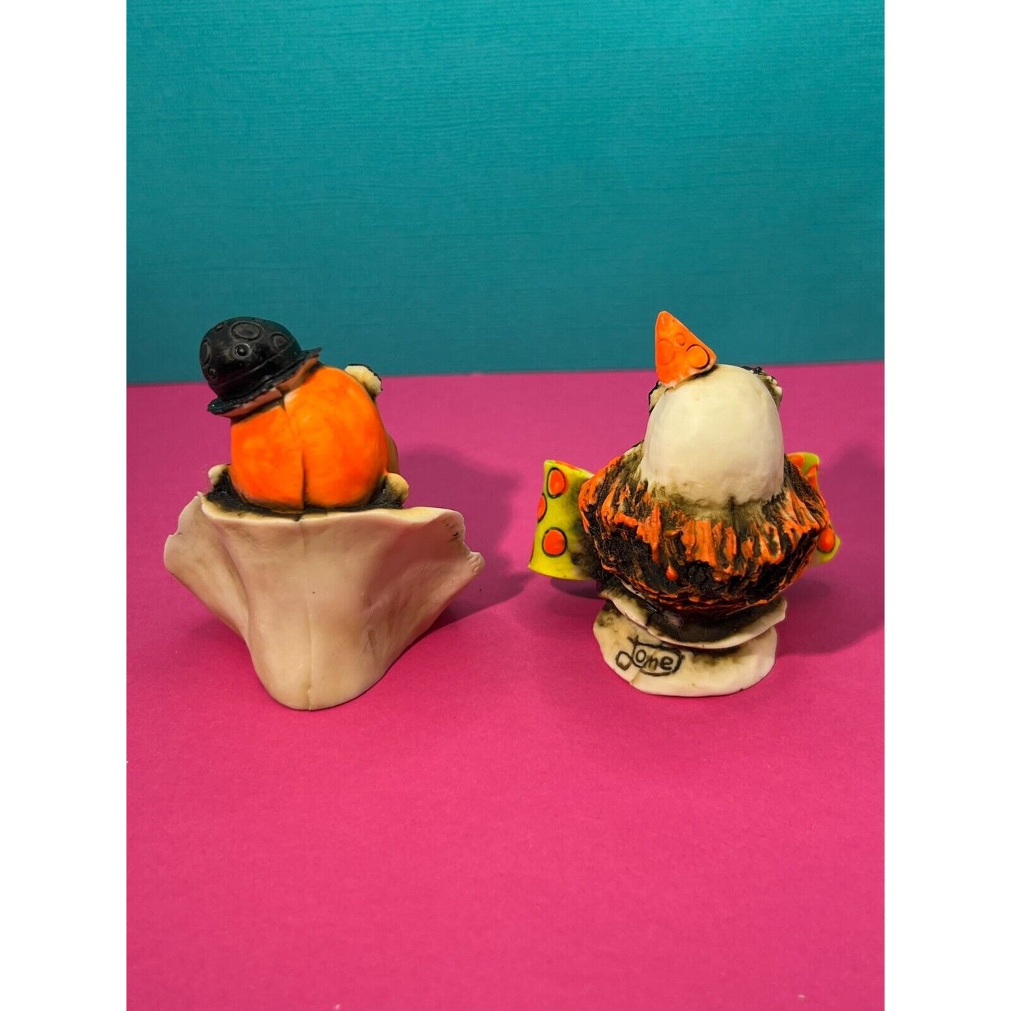 Two Vintage Artefice Ottanta Clowns Hand Painted 2½” Tall - MADE IN ITALY