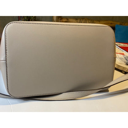 Michael Kors Eden Cement Gray Drawstring Grab Bag Leather