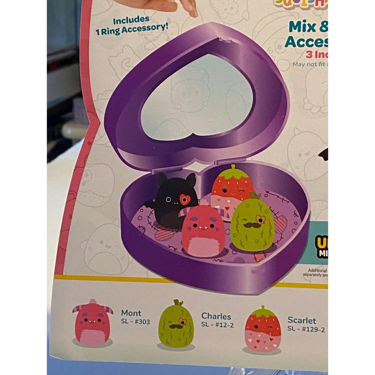 Original Squishmallows 4 Squish-a-longs + 3 Accessories + Purple Case