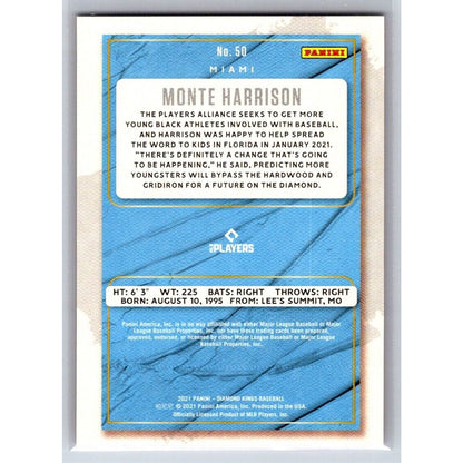 2021 Panini Diamond Kings #50 Monte Harrison Miami Marlins Framed Red