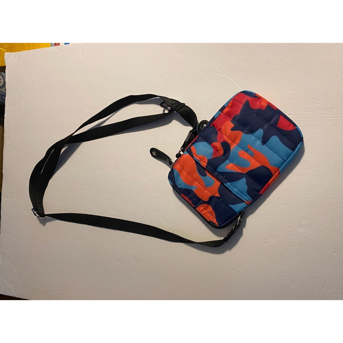 Sondra Roberts Squared Camo Red Blue Cross Body
