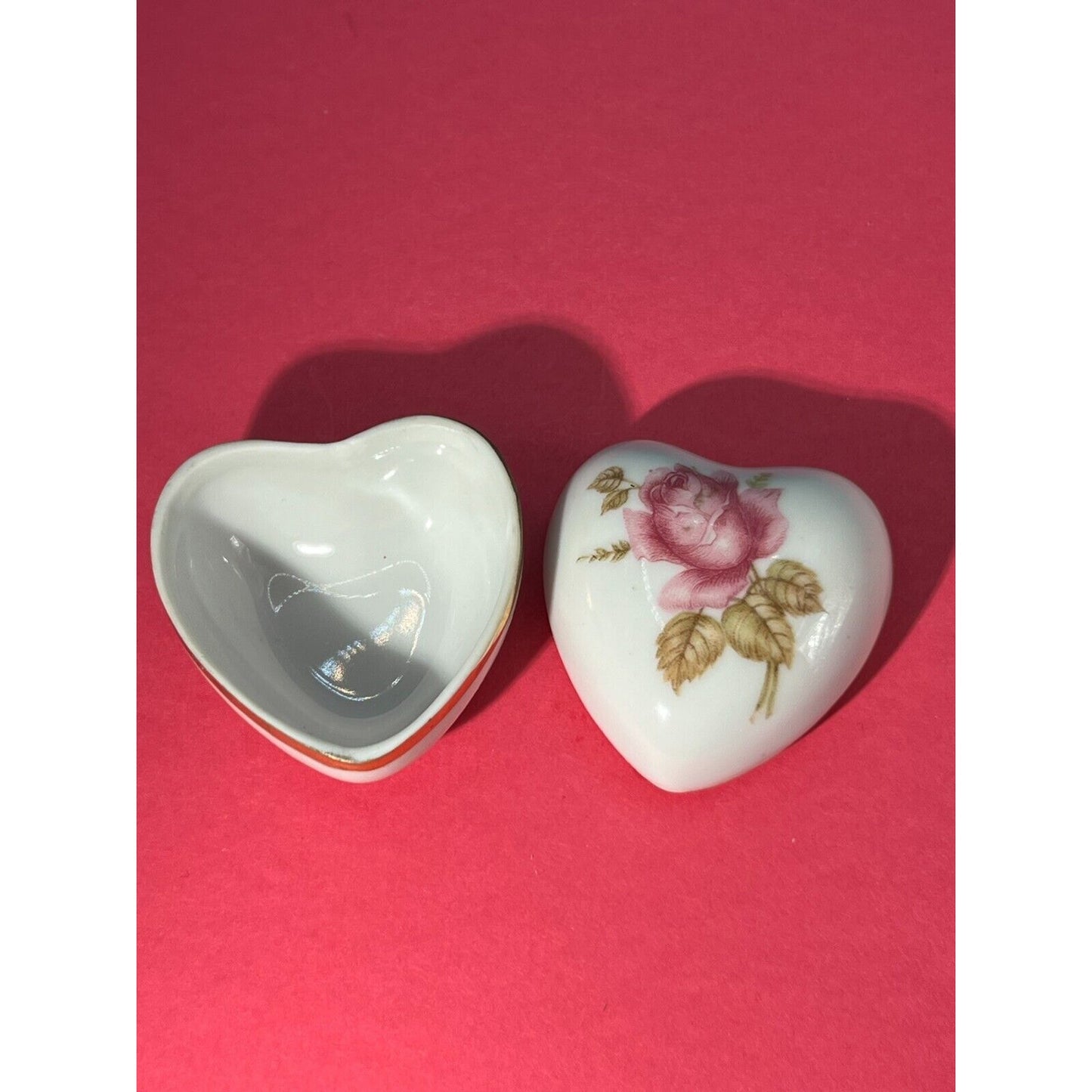 Vintage Limoges Porcelain Mini Heart Trinket Box Tender Pink Rose 1-3/4"