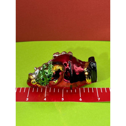 Santa With Tree & Teddy Bear Figurine Vintage Some Wear