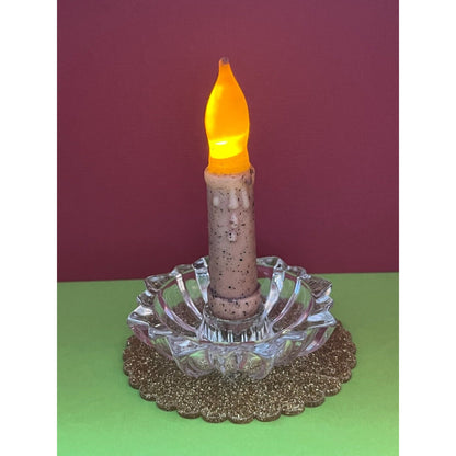 Clear Round Starburst Cut Glass Pillar Candle Holder (Candle not Included)