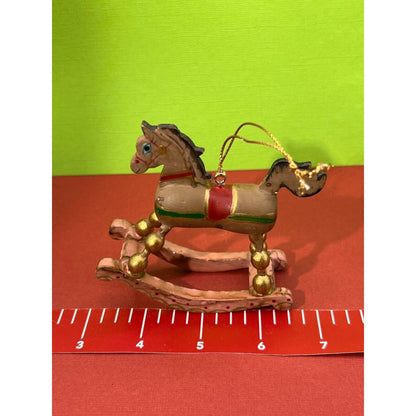 Rocking Horse Ornament Wooden Tail has been repaired See Photos