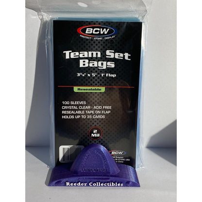 BCW Resealable Team Set Bags 5 Packs of 100 bags Holds Up to 35 Cards