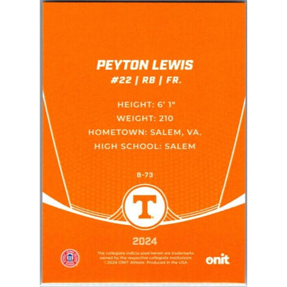 2024 Onit Football #B-73 Peyton Lewis Tennessee Volunteers