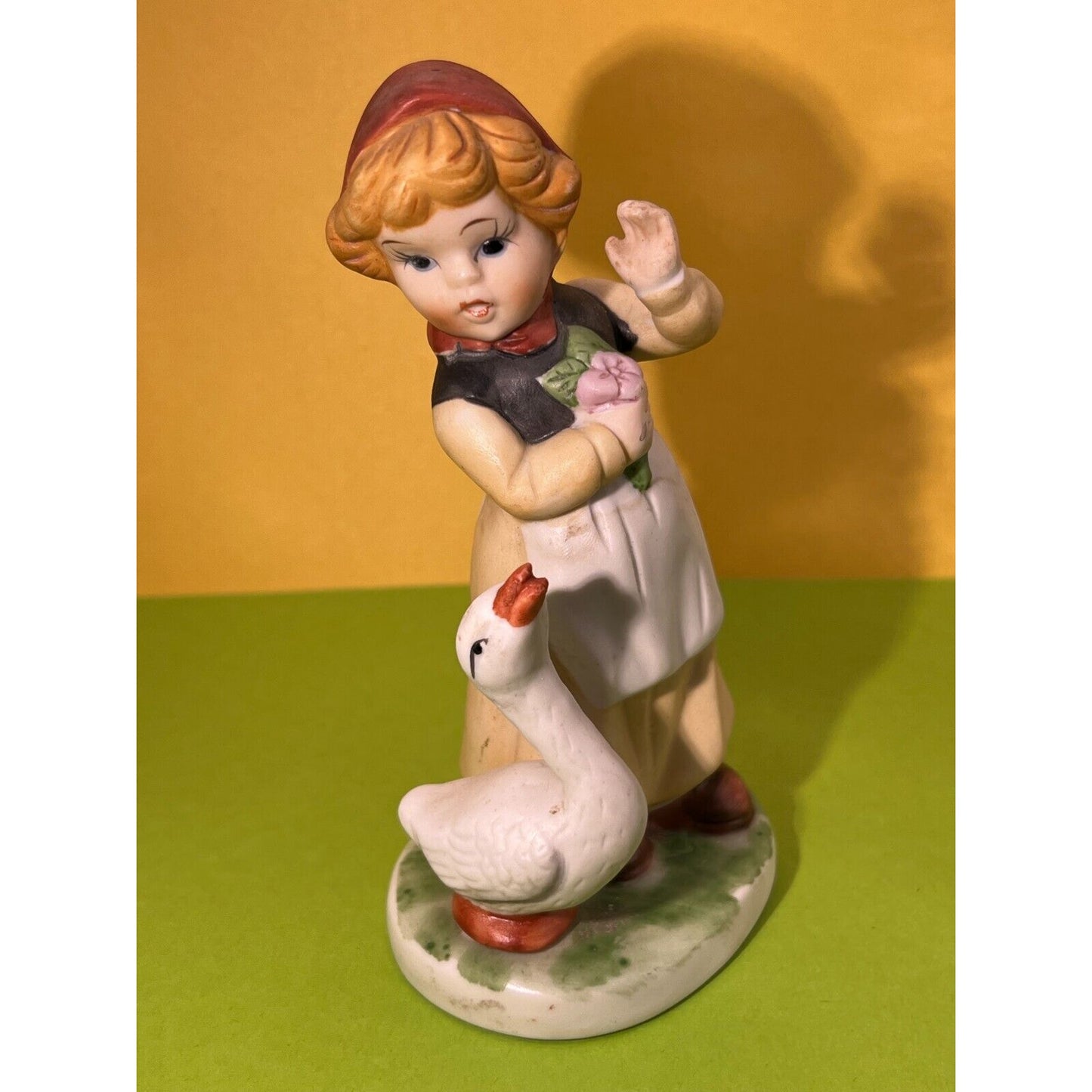 Windy Day Boy holding Dog and Girl with Duck Lot of 2 Figurines 5.5" height