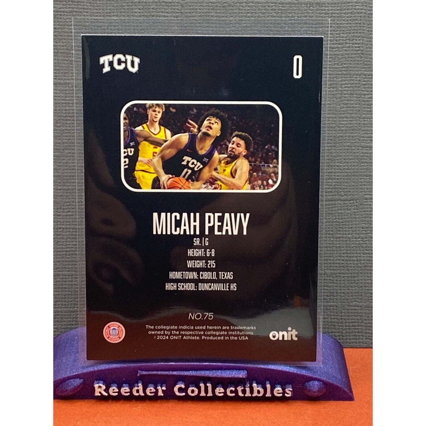Micah Peavy 2023-2024 Onit Basketball TCU Texas Christian Gold Blackout