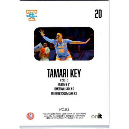 23-24 Onit #93 Tamari Key Tennessee Volunteers Lady Vols Whiteout /100