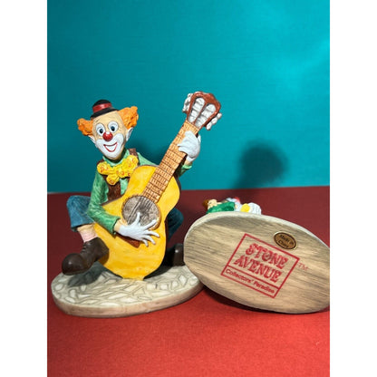 Stone Ave Collectors Clown Figurines, Guitar and Puppies Lot of Two