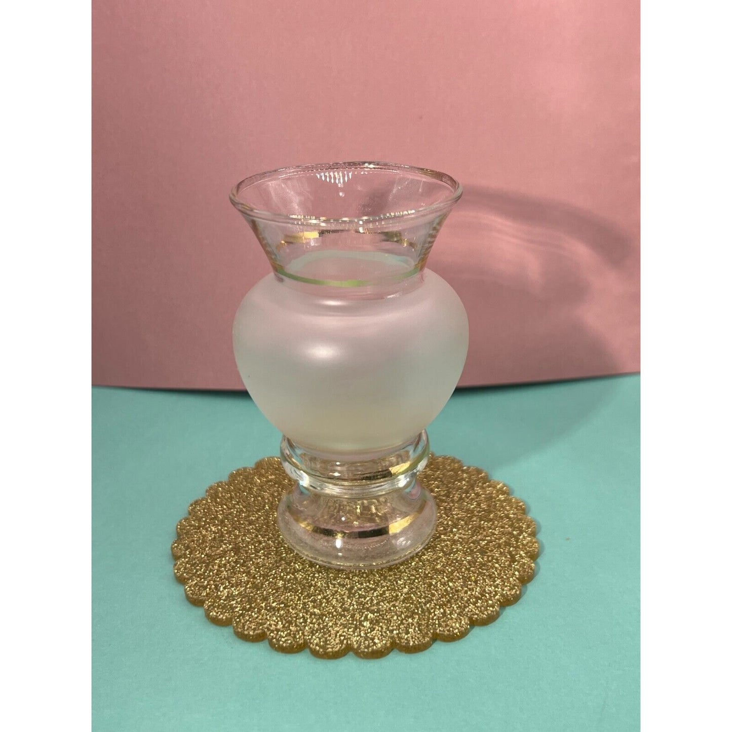 Classic Frosted Bud Vases with Gilded Satin Trim