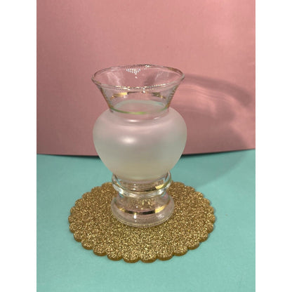 Classic Frosted Bud Vases with Gilded Satin Trim