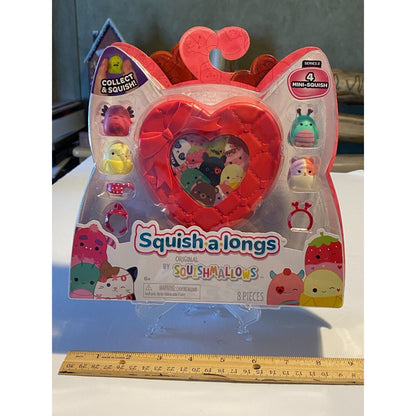 Original Squishmallows 4 Squish-a-longs + 3 Accessories + Red/Dark Pink Case