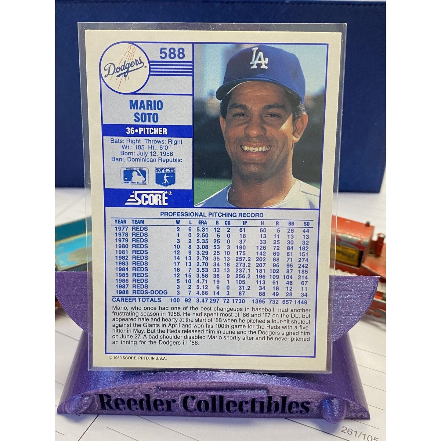 1989 Score #588 Mario Soto Los Angeles Dodgers