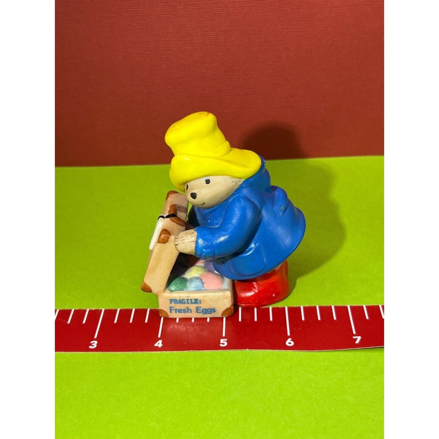 (2) 1991 Enesco Eden Toys Paddington Bear Happy Spring Easter Eggs Figurine Rare