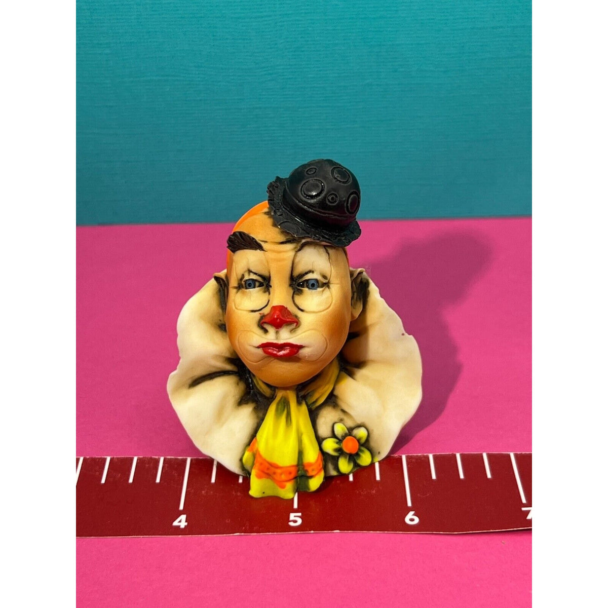 Two Vintage Artefice Ottanta Clowns Hand Painted 2½” Tall - MADE IN ITALY