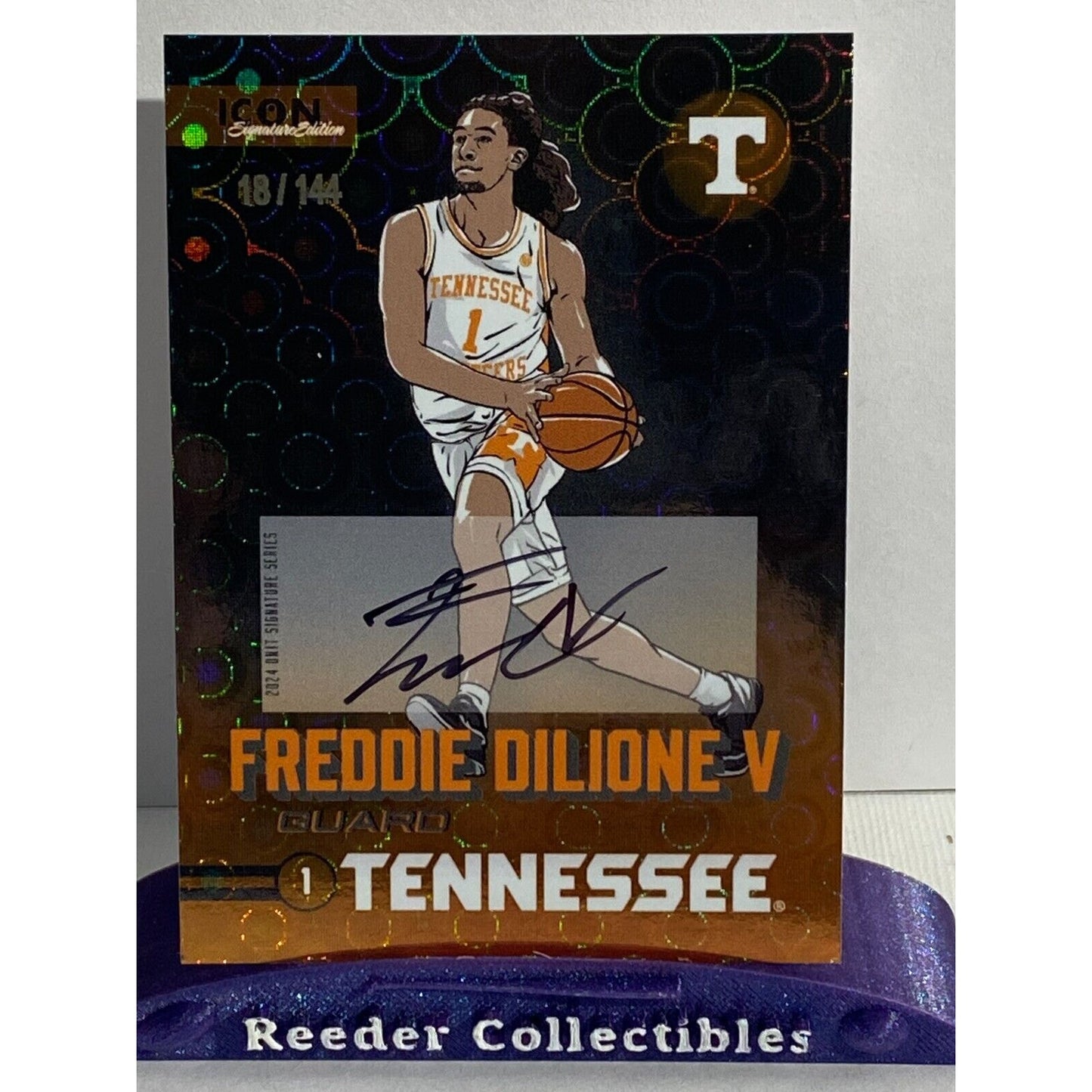 Freddie Dilione V 2023-24 Onit Tennessee Volunteers Basketball Icon Auto 18/144