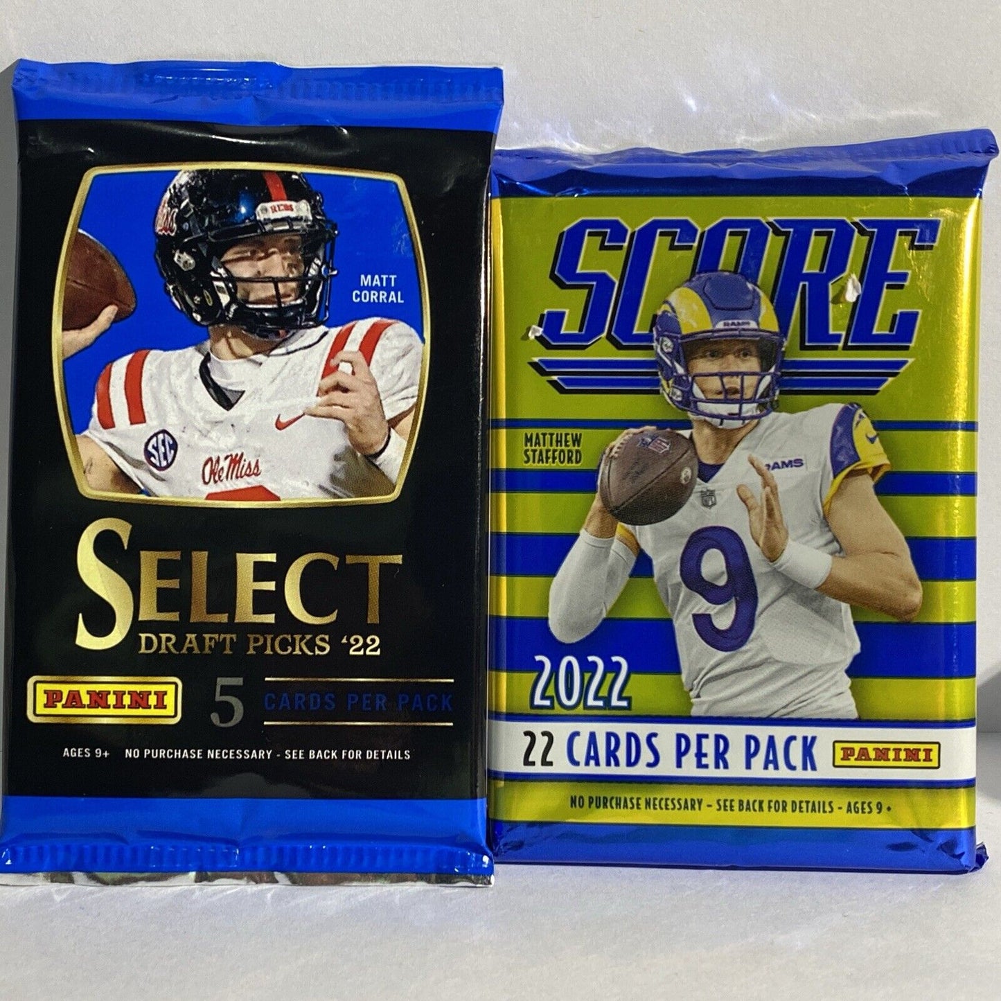 (2) 2022 Football Packs Score 22ct & Select Draft Picks 5ct Stocking Stuffer