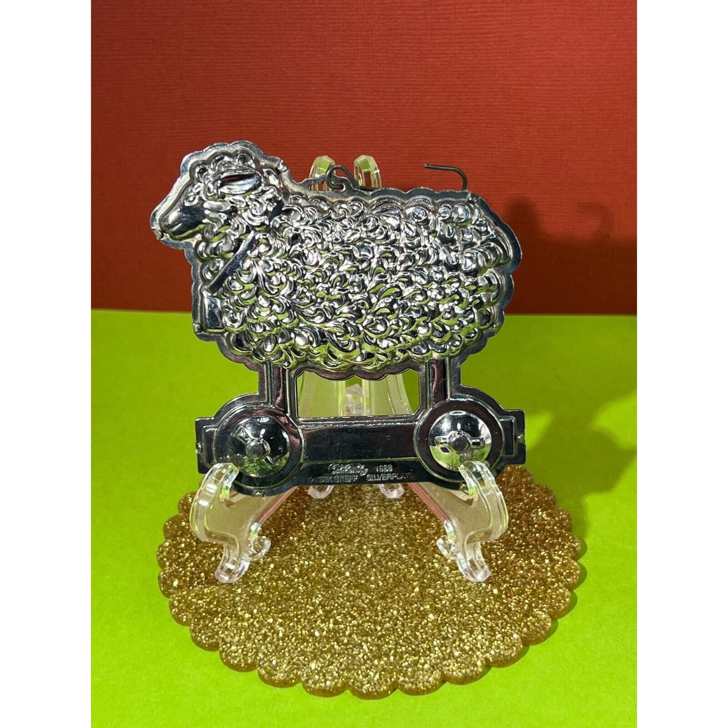 Vintage Kirk Stieff Silverplate Lamb Christmas Ornament 1988