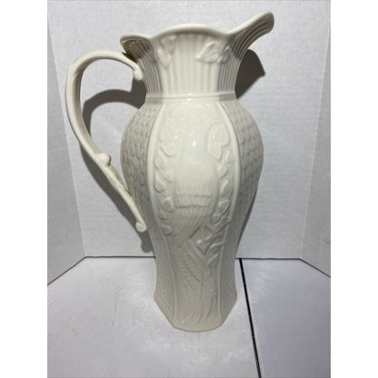 Vintage Belleek Millennium Collection 1999 Pitcher Floral and Bird