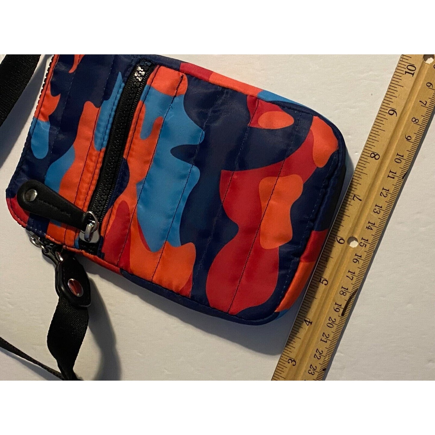Sondra Roberts Squared Camo Red Blue Cross Body