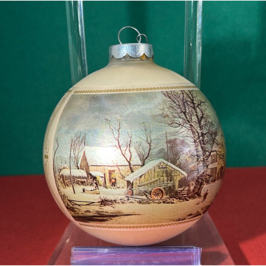 Vintage Currier & Ives Glass Ball (Mark on bottom where price sticker was)