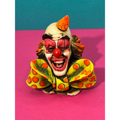 Two Vintage Artefice Ottanta Clowns Hand Painted 2½” Tall - MADE IN ITALY
