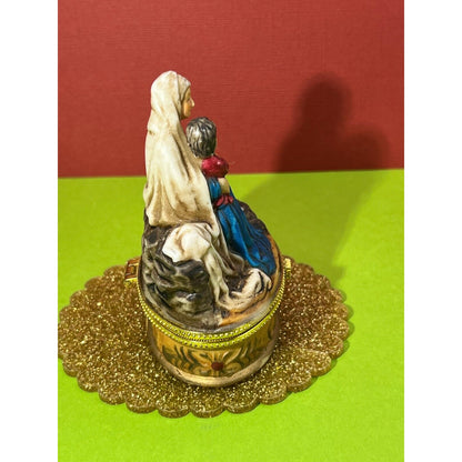 Vintage Porcelain Nativity Trinket Box Trinity Broadcast Network