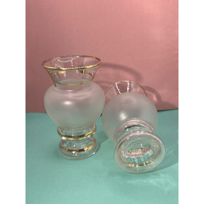 Classic Frosted Bud Vases with Gilded Satin Trim