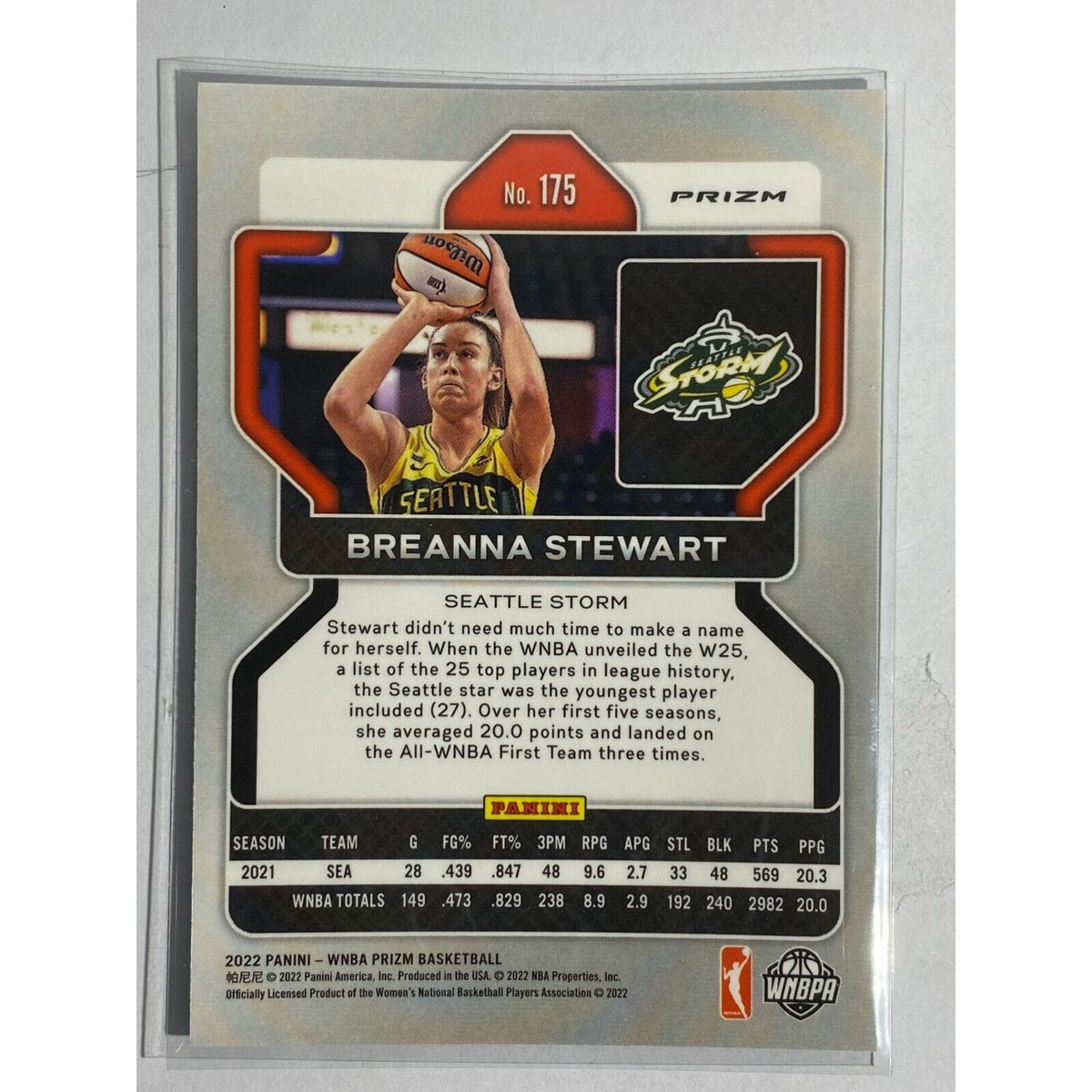 Breanna Stewart 2022 Panini Prizm WNBA 25th Anniversary Green Prizm #175