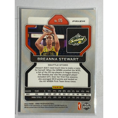 Breanna Stewart 2022 Panini Prizm WNBA 25th Anniversary Green Prizm #175