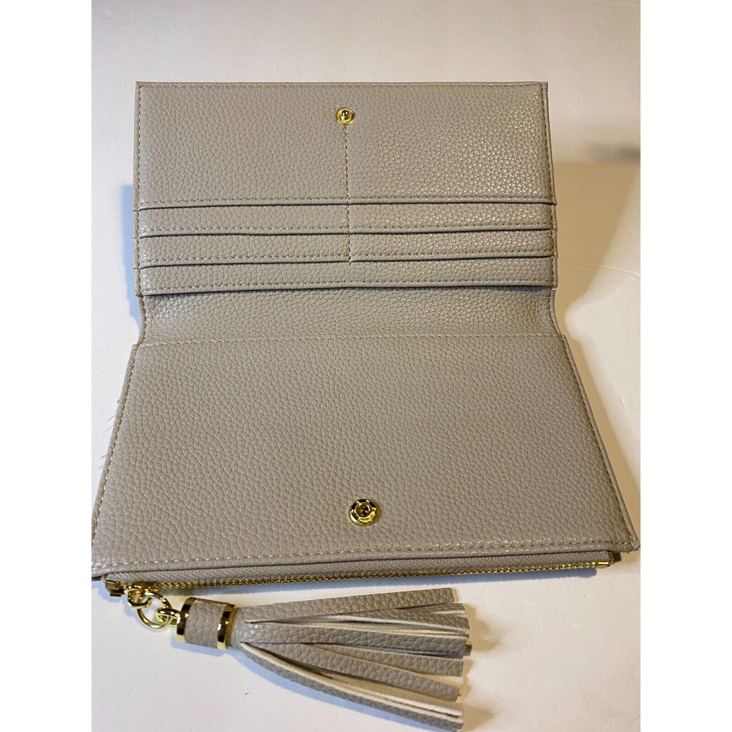 Katie Loxton Sophia Tassel Fold Out Wallet in White Vegan Leather