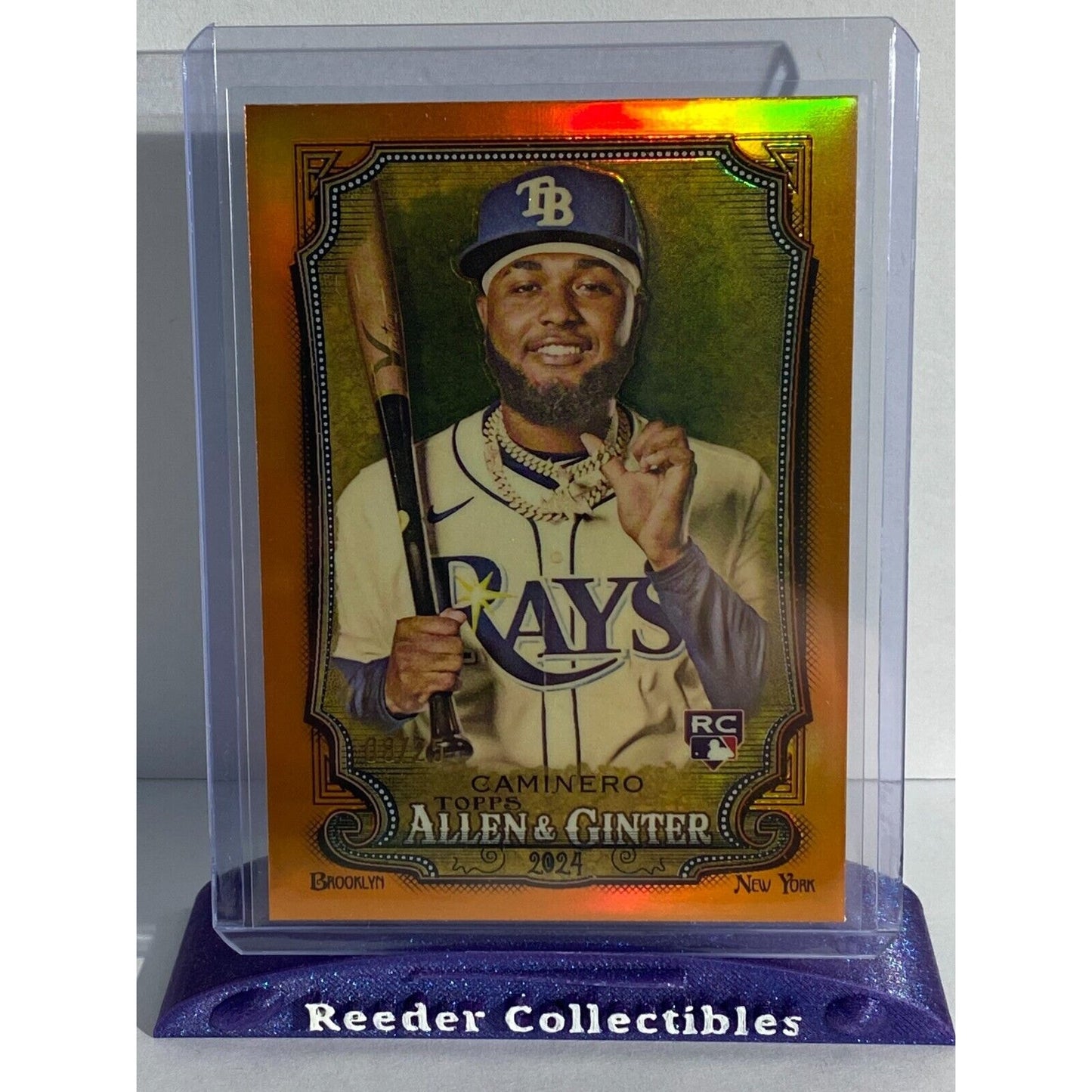 2024 Allen & Ginter #92 Junior Caminero Tampa Bay Rays Orange Glossy 08/25 RC