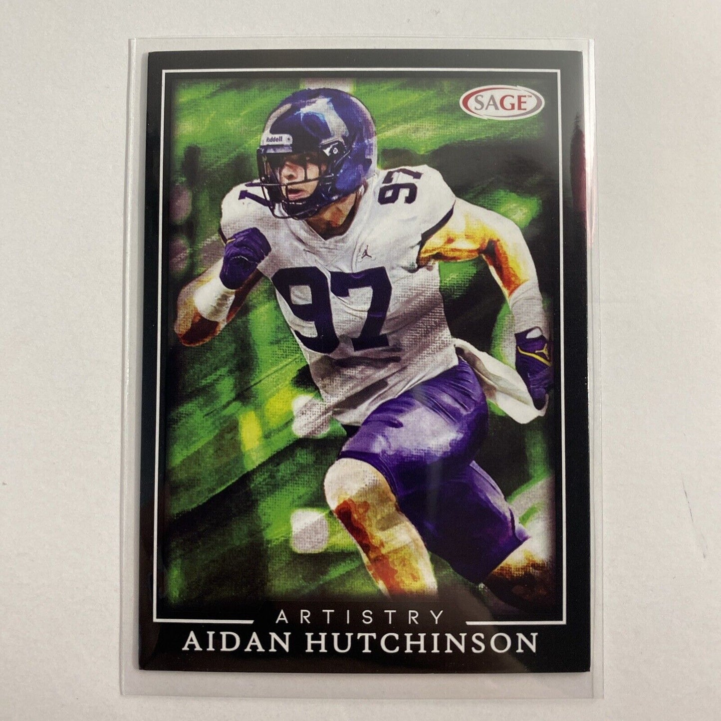 Aidan Hutchenson 2022 Sage Artistry 2 Black Michigan Wolverines Detroit Lions