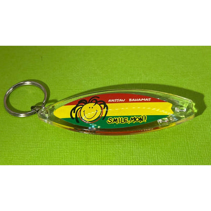 Nassau Bahamas Smile, Mon! Keychain Rasta 3.5" long Souvenir