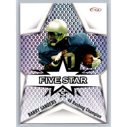 2024 Sage Low Series Football #FS-3 Barry Sanders Five Star Black