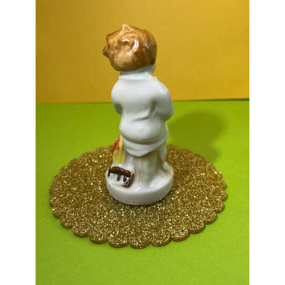 Vintage Occupied Japan Little Boy Campfire Porcelain Figurine 3.50” Tall