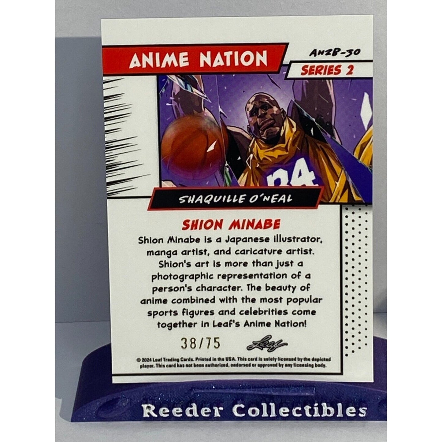 2024 LEAF Anime Nation Shaquille O'Neal Los Angeles Lakers 38/75 Blue Parallel