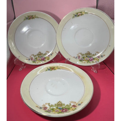 3 piece 5.5" Floral Saucers / Plates Made in Occupied Japan