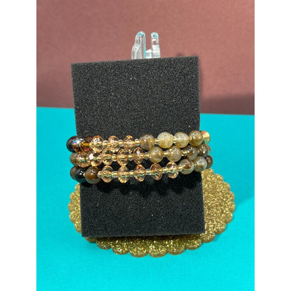 Wrap Around Bronze & Gold Beaded Bracelet