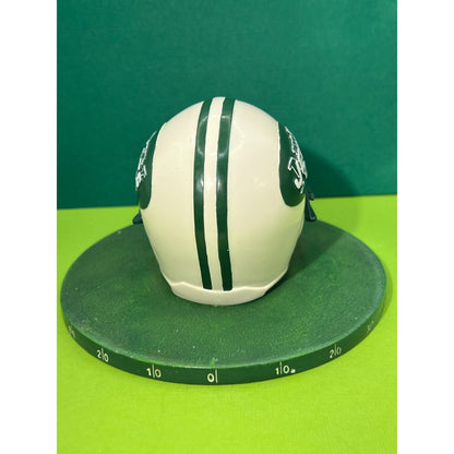 New York Jets Helmet on Round Playing Field Ceramic Metal Faceguard 3.5"h