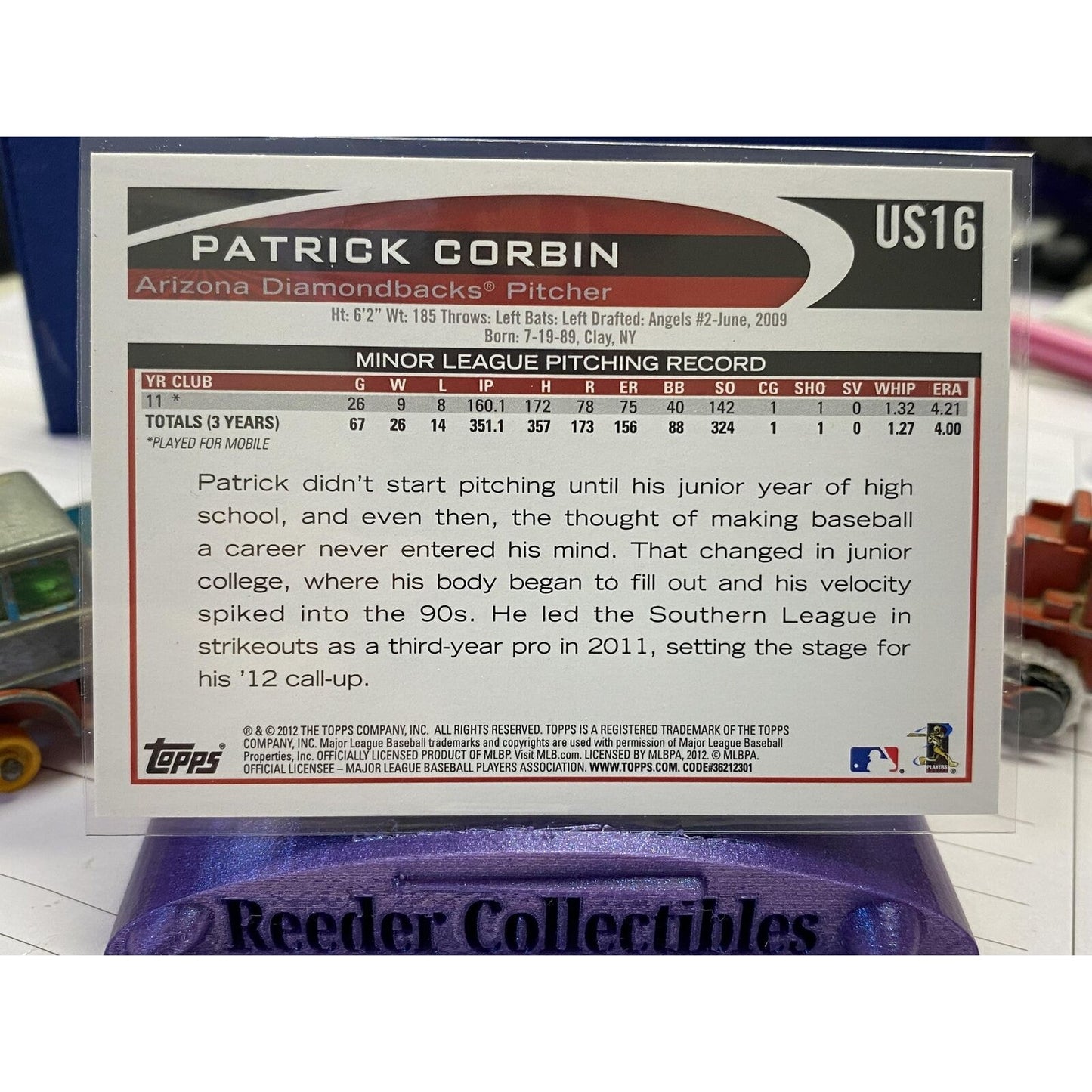 2012 Topps Update #US16 Patrick Corbin Arizona Diamondbacks Rookie