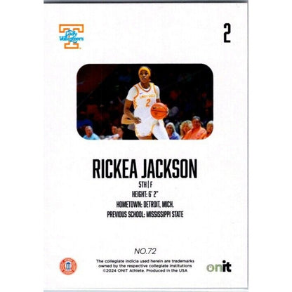 23-24 Onit Lady Vols Womens Tennessee Volunteers Rickea Jackson Whiteout /100