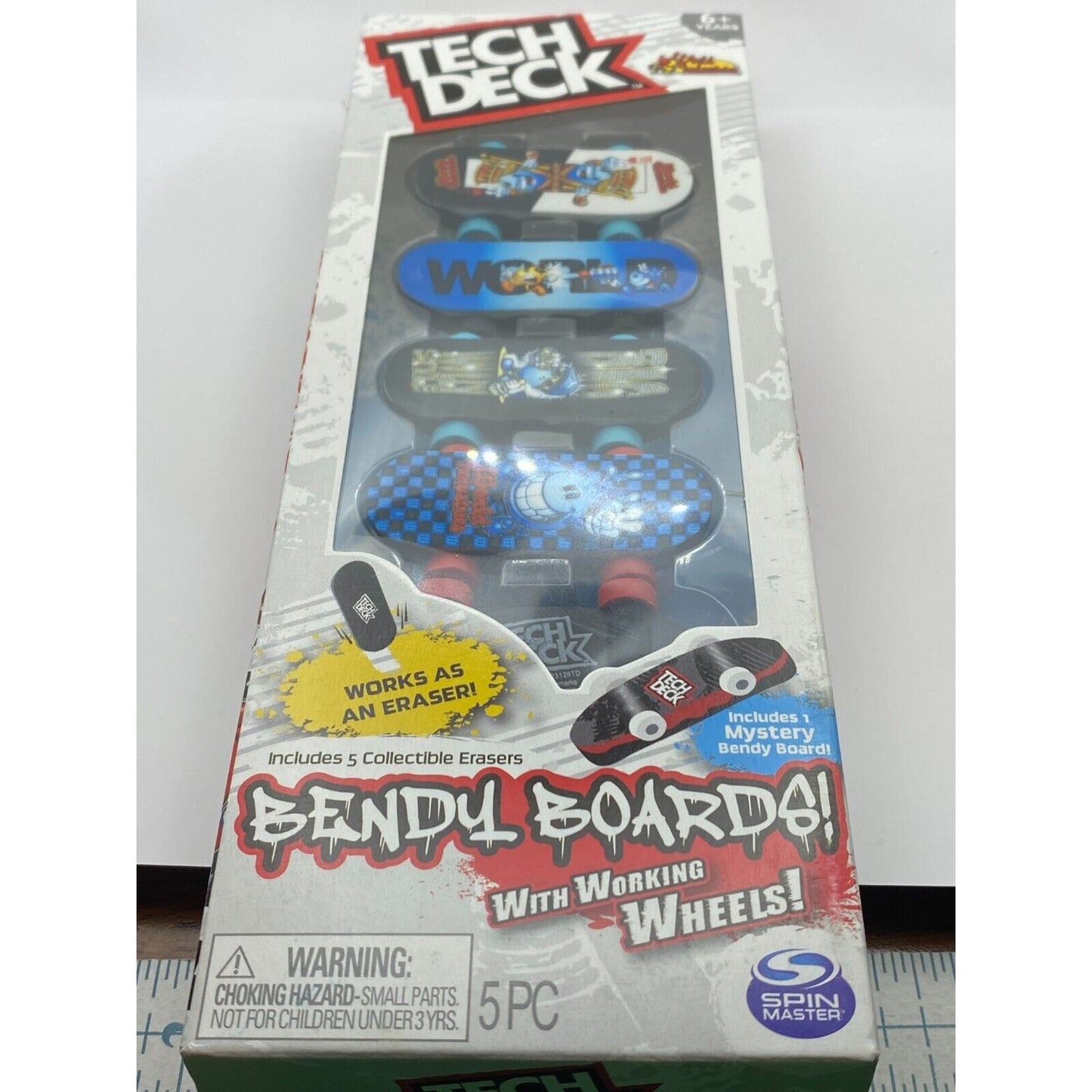 New Tech Deck white/black Bendy Boards Rubberized Fingerboards Pack of 5