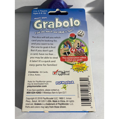 PlayMonster Grabolo Card Game - Fast-Grabbing Family Fun, 3-5 Players Ages 6+