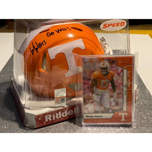 Wesley Walker Go Vols Autographed Riddell Mini Helmet Tennessee Volunteers COA