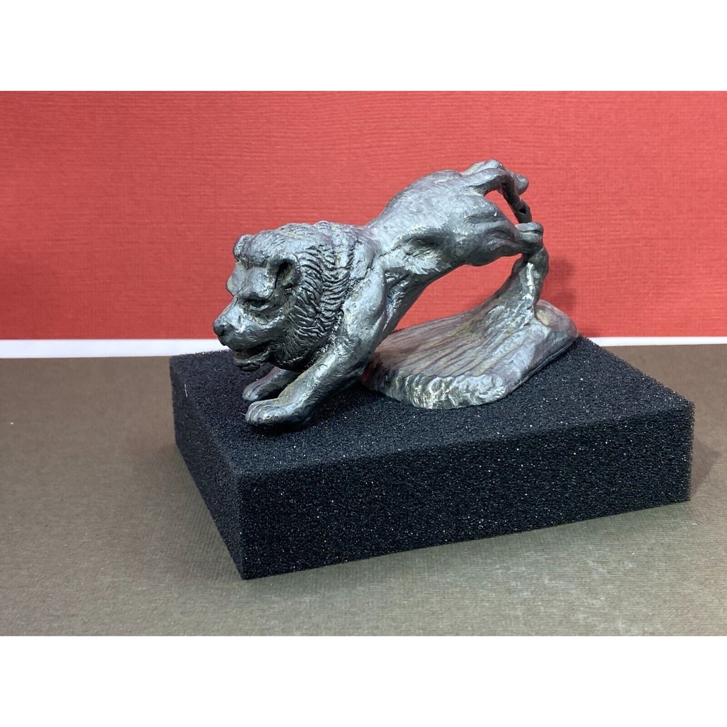 Handcrafted Made in USA Vintage Pewter Lion Figurine Collectible 12.3oz 1.75"h